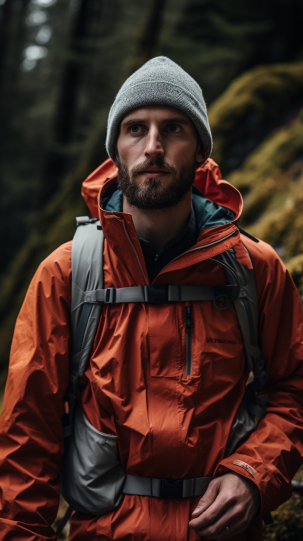 A close-up of durable hiking attire, showcasing resistance to wear while navigating through a rugged path