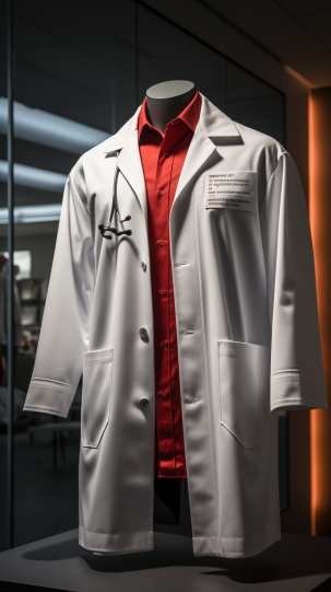 A high-resolution timeline image, showcasing the evolution of the white coat from its initial design to its modern form, emphasizing changes in style and length.