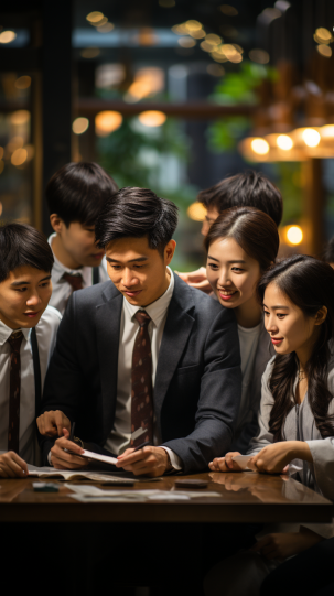 scene of a group of students wearing neat uniforms and teachers wearing different outfits discussing homework