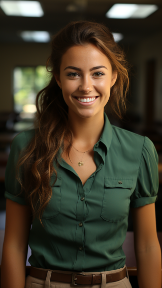 A teacher wears Light Blouses and Short-Sleeved Shirts