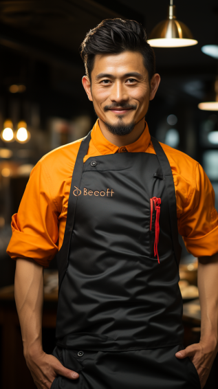 showcasing a restaurant's logo on a chef's uniform