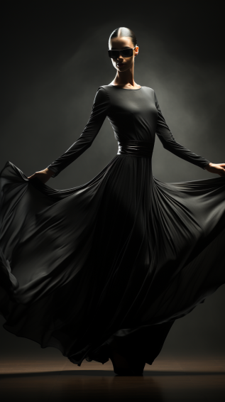 a dancer in a sleek, minimalist dress
