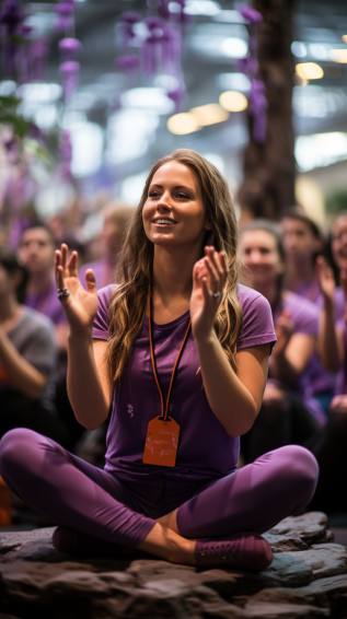 competitive yogis on a stage