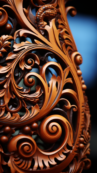A close-up of intricate Maori koru designs on a hunting cloak.